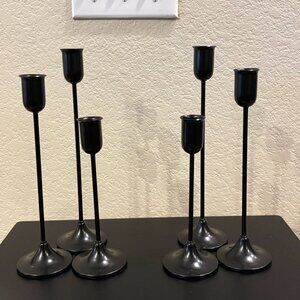 Set of 6 | Black Modern Taper Candlestick Holders